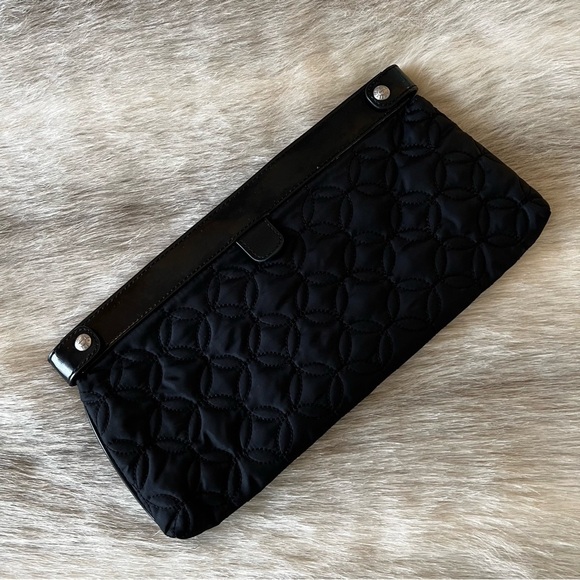 VERA BRADLEY Caviar Black Midnight Clutch Handbag Patient Leather Microfiber - Picture 5 of 13